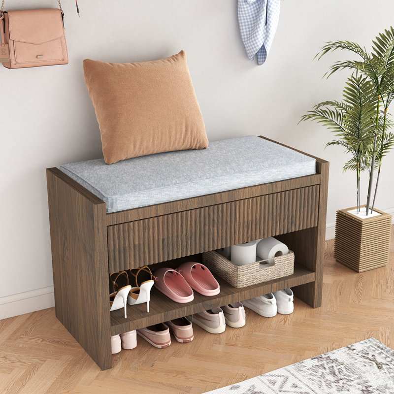 Shoe Storage Bench, Brown Wood