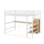 Lit mezzanine double en métal avec escalier de rangement, bureau, lumière DEL et petite armoire-1359342679