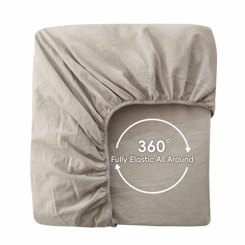 Drap-housse MooMee , Lin gris tanné, Grand lit 