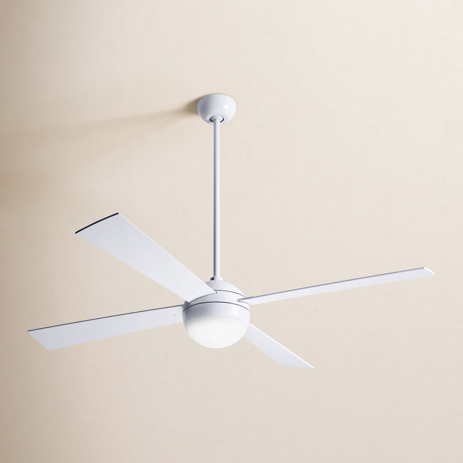 Ball 52" Ceiling Fan with LED Light Kit, Gloss White, White, Handheld Remote Control (2-wire)