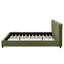 Très grande base de lit en velours, lit plateforme tapissier avec tête de lit capitonnée incurvée, coins carrés doux, vert olive