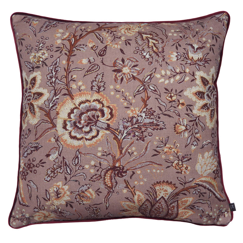 Apsley Floral Square Cushion, Natural/Dark Green, Polyester