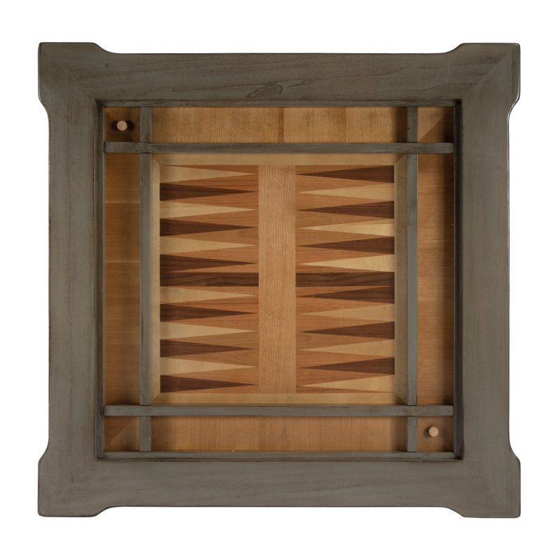 Handmade 36" Moskowitz Chess and Backgammon Table, Silver Satin