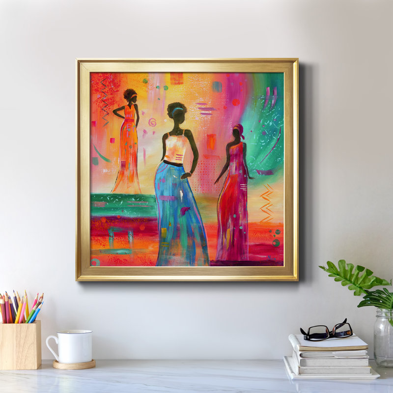 Strike a Pose II - peinture sur toile encadrée, H 26,5 po x l 26,5 po x P 1,5 po, Toile encadrée dorée