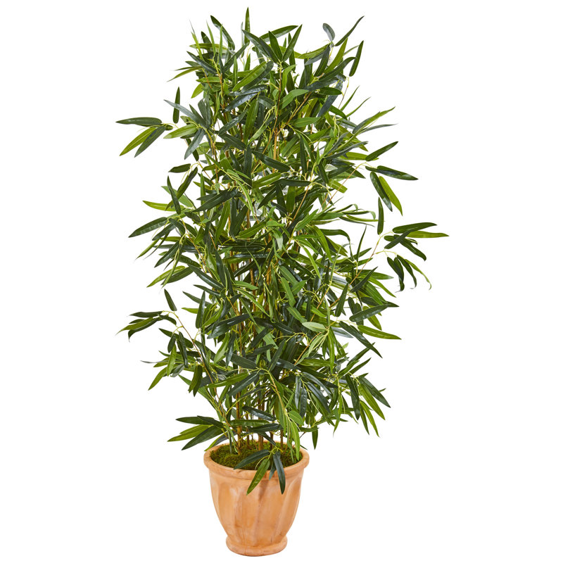 4,5 pi Arbre en bambou artificiel en terre cuite (véritable toucher) résistant aux rayons UV (intérieur / extérieur)