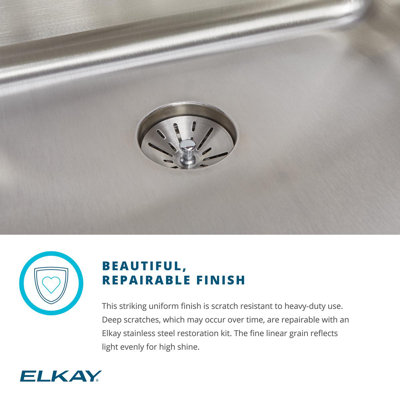 Elkay Lustertone Classic Stainless Steel 19" L x 14" W Undermount Kitchen Sink
