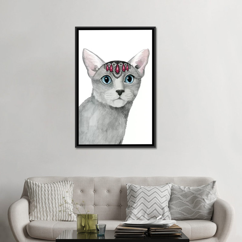 Downton Cat I par Grace Popp - reproduction sur toile tendue, H 48 po x l 32 po x P 1,5 po, Toile avec cadre noir