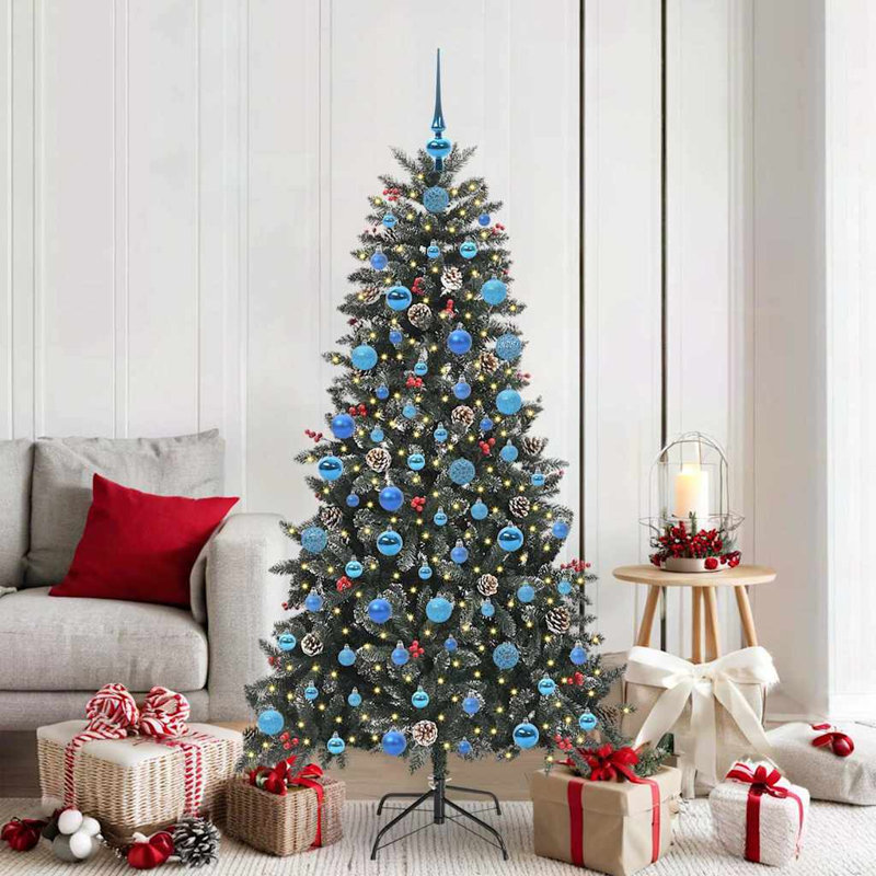 Artificial Christmas Tree with 300 LEDs Green 99 x 99 x 180 cm, Blue