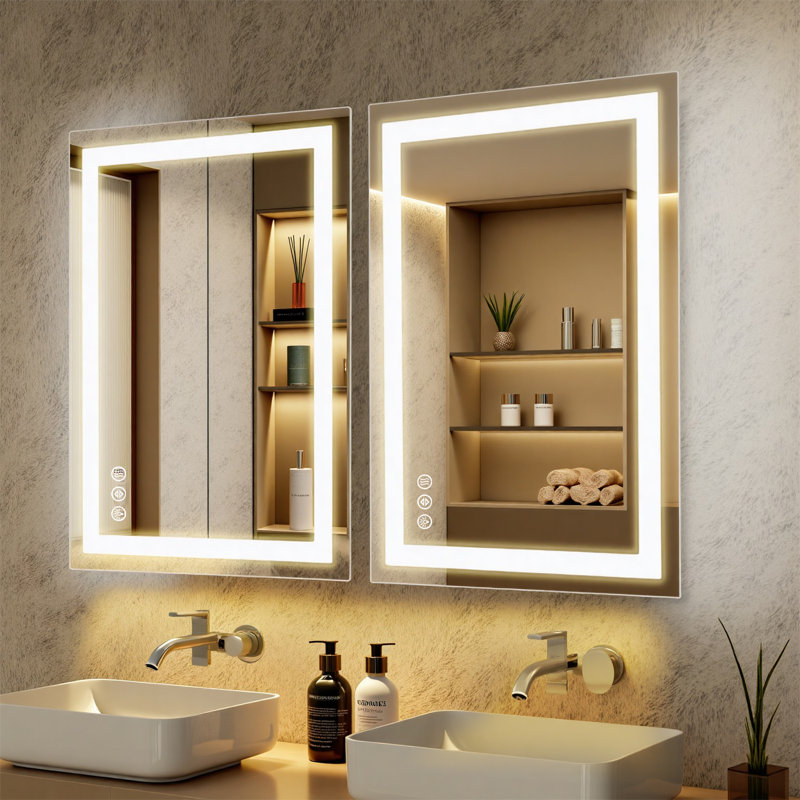 Miroir à DEL pour salle de bain avec éclairage, 28 po x 36 po