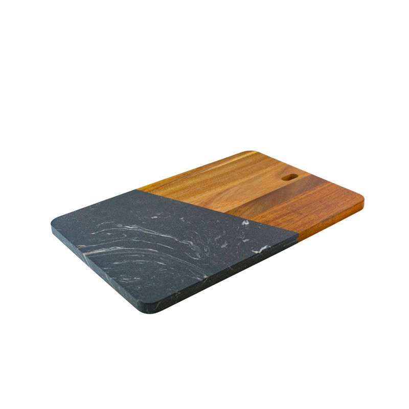 Planche rectangulaire en marbre et bois d'acacia, Noir