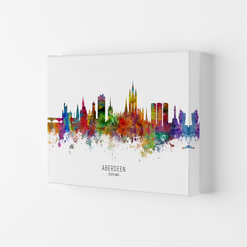 Aberdeen Scotland Skyline by Michael Tompsett - Print, Wrapped Canvas, 21cm H x 29.7cm W x 4cm D
