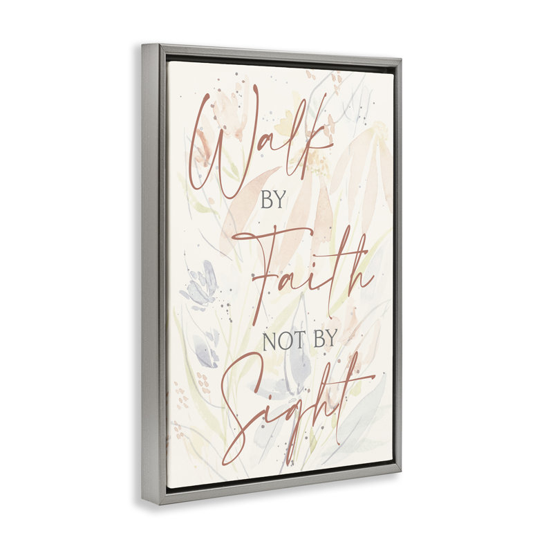 Toile flottante «Walk By Faith» par Krinlox, Cadre flottant gris lustré, H 25 po x l 17 po