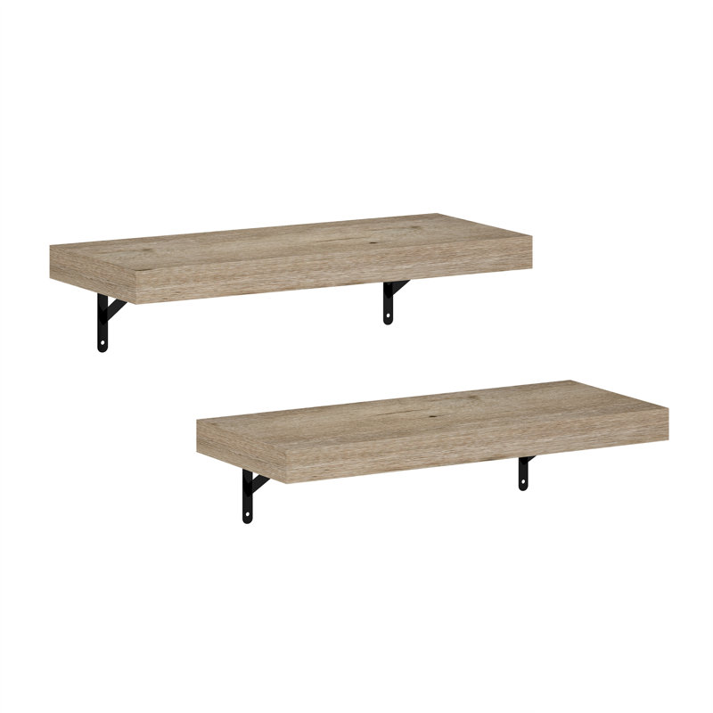 Tablettes murales flottantes, naturelles, ensemble de 2, H 1,65 po x l 22,44 po x P 9,37 po