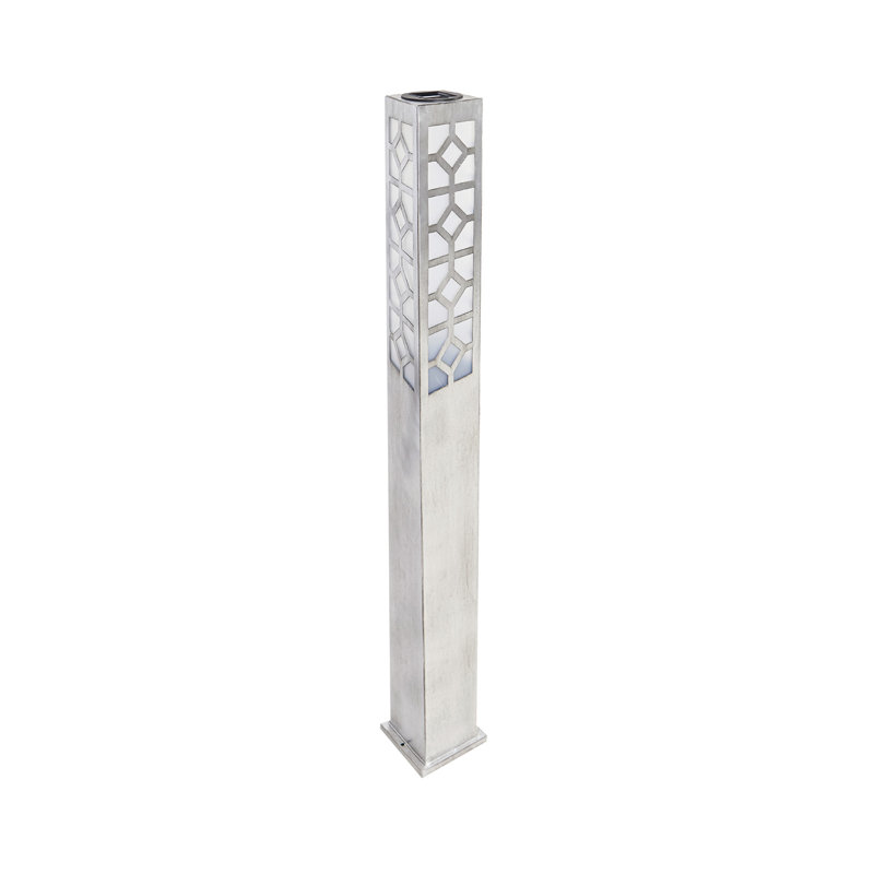 36.22'' Solar Powered Integrated LED Square / Rectangular Lantern, Silver