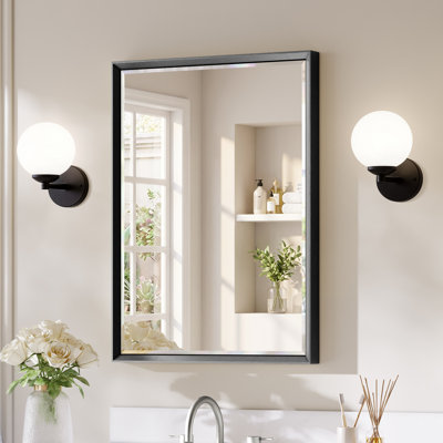 Beveled Bathroom Vanity Mirror with Tempered Glass and Aluminum Frame