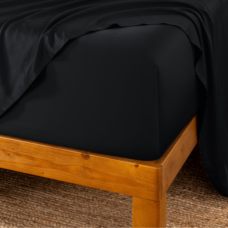 Drap-housse en rayonne de bambou, Drap-housse de taille double, Noir