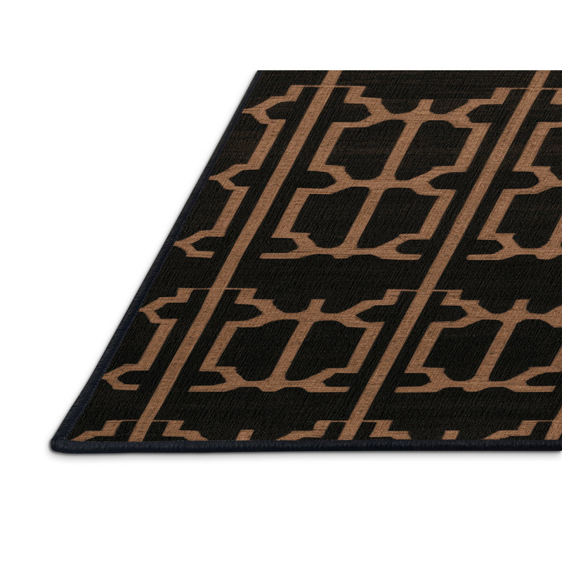 Tapis noir en treillis lavable à la machine, Rectangle 6 pi x 9 pi