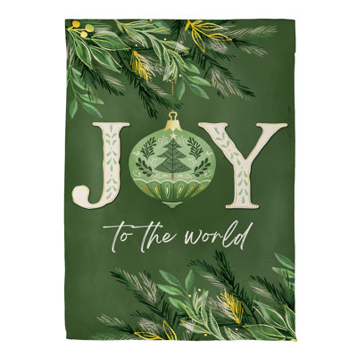 Drapeau de maison en suède Greenery Joy To The World