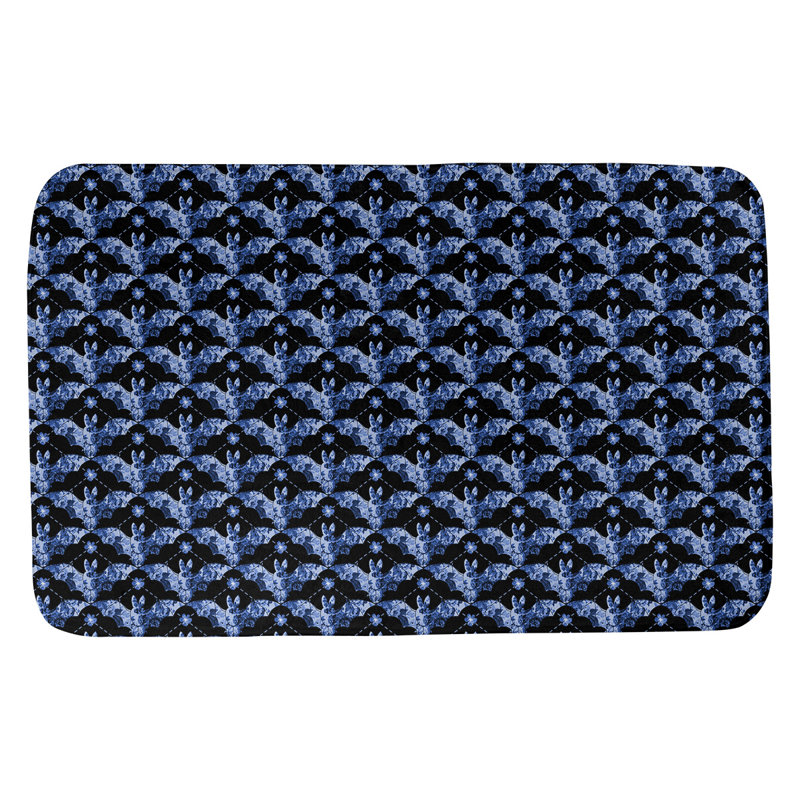 Tapis pour salle de bain arc-en-ciel Leffel, l 17 po x L 24 po, Bleu / Noir
