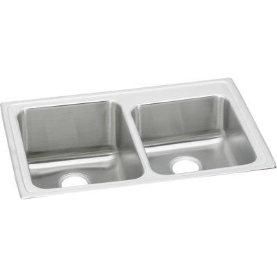 Lustertone 33" L x 22" W Double Basin Drop-in Kitchen Sink with Drain Assembly