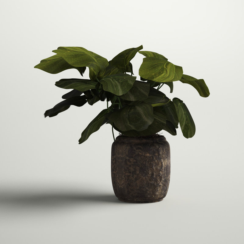 22'' Faux Fiddle Leaf Fig Plant in Cement Planter