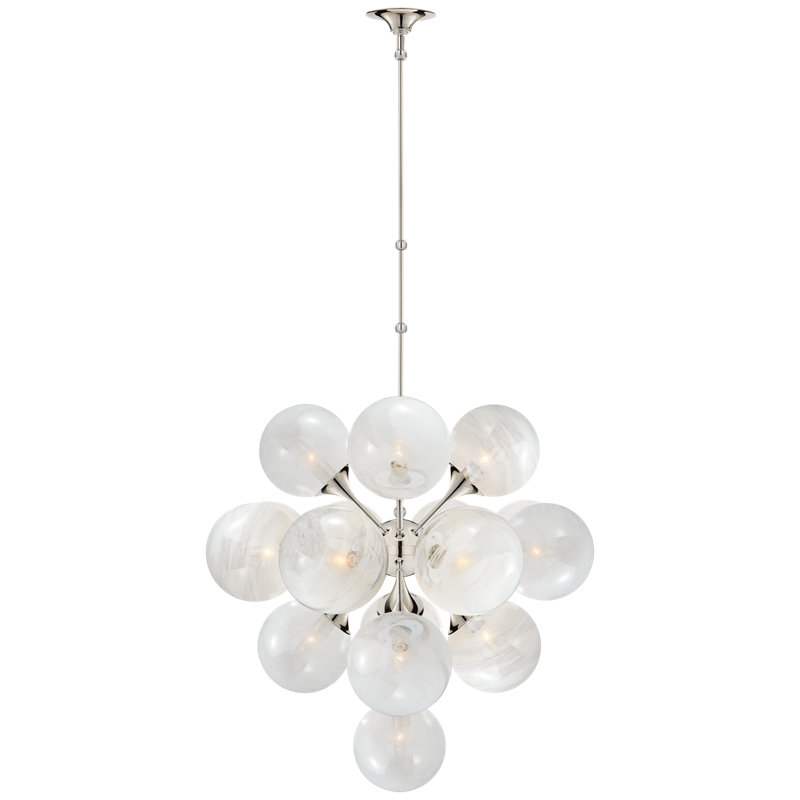 AERIN Cristol Large Tiered Chandelier, Polished Nickel