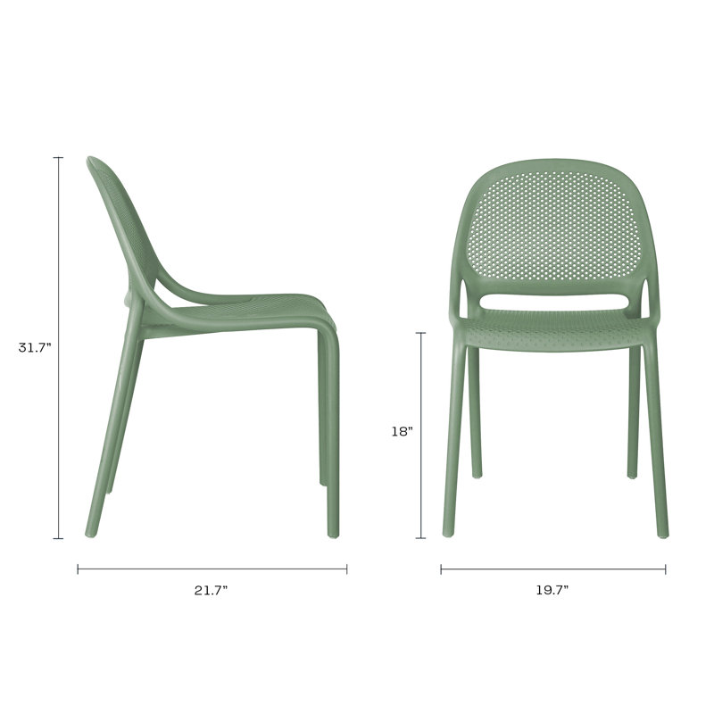 Chaise de salle à manger empilable Dewald, Vert Aloe Vera