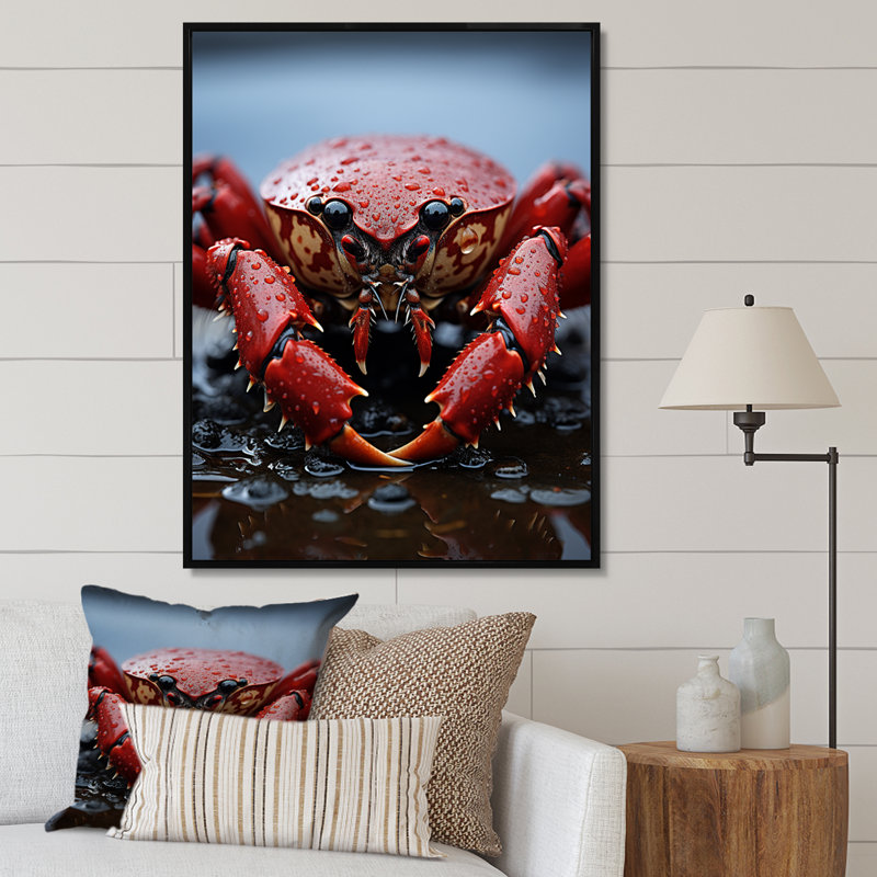Corail gris homard Portrait vibrant - impression, H 32 po x l 16 po x P 1 po, Cadre flottant noir
