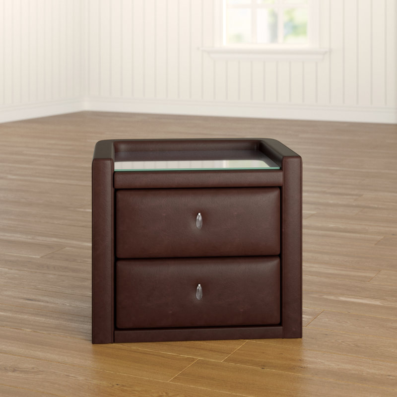 Meilani 56.5cm W Metal Bedside Table, Brown