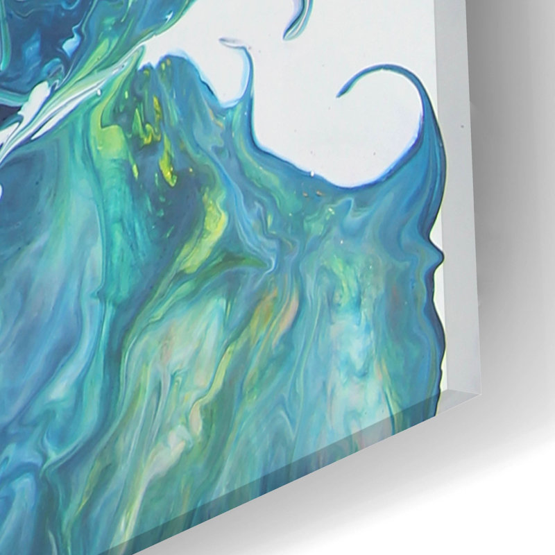 «Blue Fluid Magic» par Jean Plout, art mural en verre acrylique, H 24 po x l 16 po