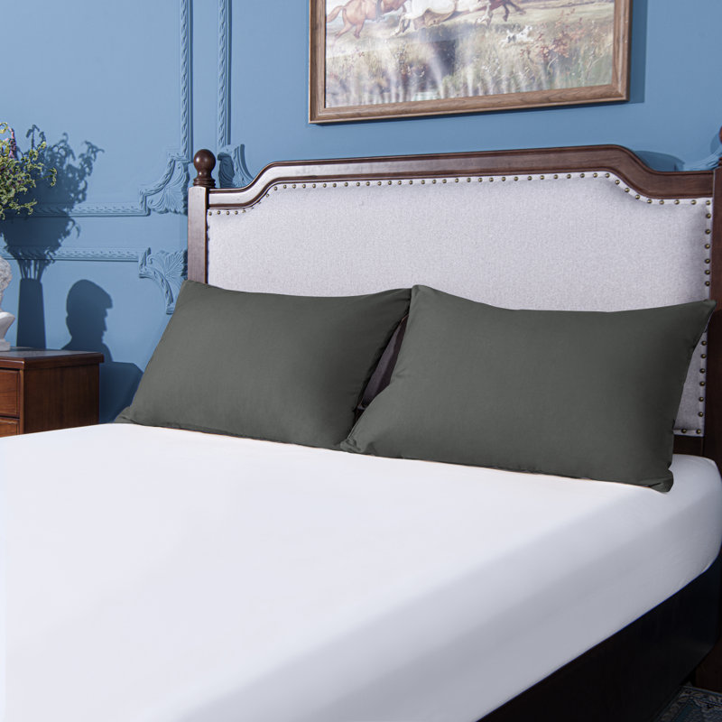 Taies d'oreiller de lit, 1800 taies d'oreiller en microfibre brossée avec fermeture à enveloppe - NTBAY, Standard, Gris foncé