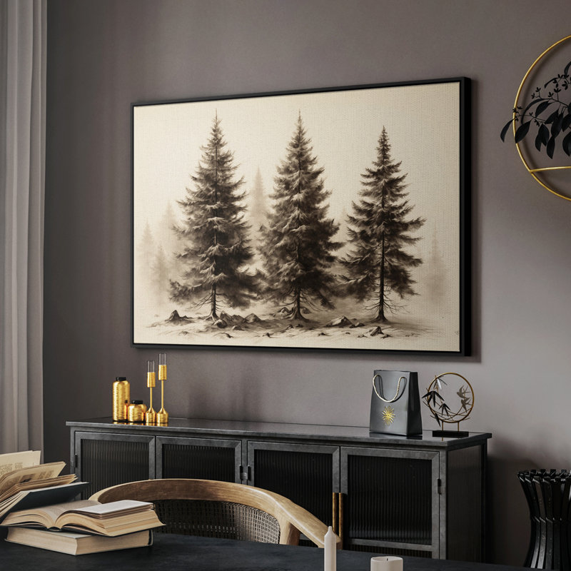 Paysage rétro CLCL, Toile encadrée, H 27 po x l 41 po, Noir