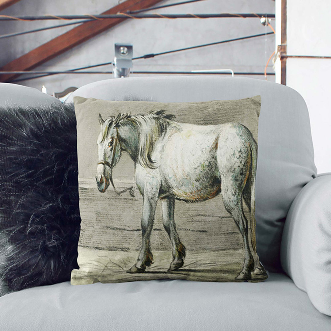 Horse in the Stable by Jean Bernard Cushion with Filling