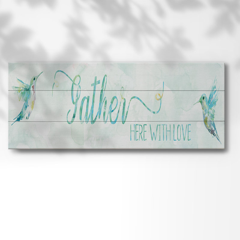 «Gather Here On Canvas», art textuel, H 20 po x l 50 po x P 1,5 po