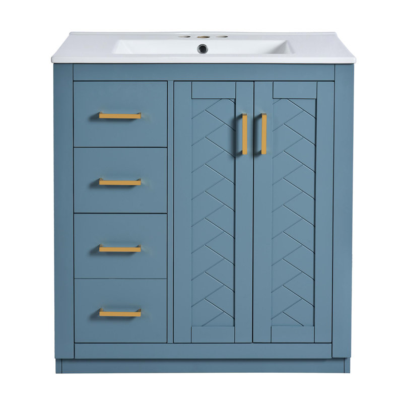 Meuble-lavabo de 30 po avec lavabo en céramique, Indigo, 30"