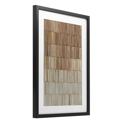 Tiled Terracotta Wall Framed Print Under Glass, design by Flora Kouta