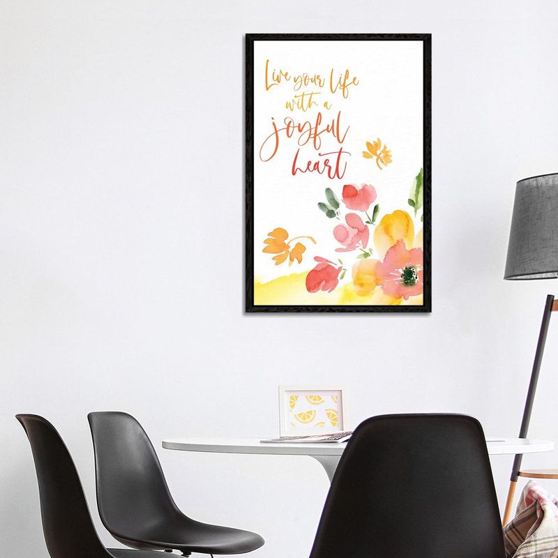Joyful Heart - Print on Canvas, 101.6cm H x 66.04cm W x 3.81cm D, Black Floater Framed