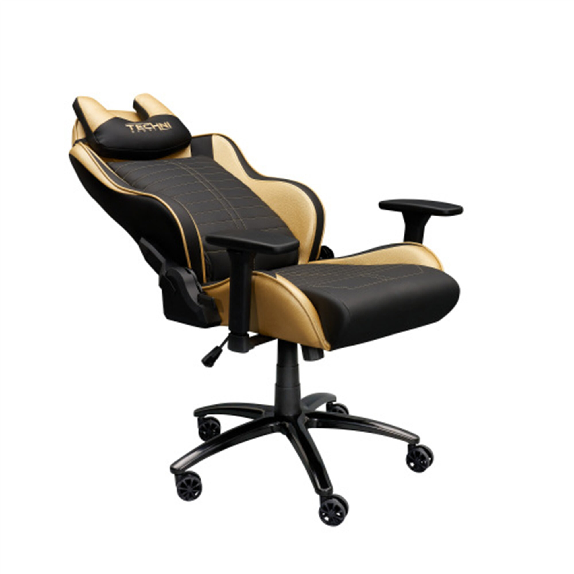 Richmond Soft Leather Massage Office Chair with Armrest Adjustable Ergonomic Desk Chair with Footrest Black The Twillery Co.