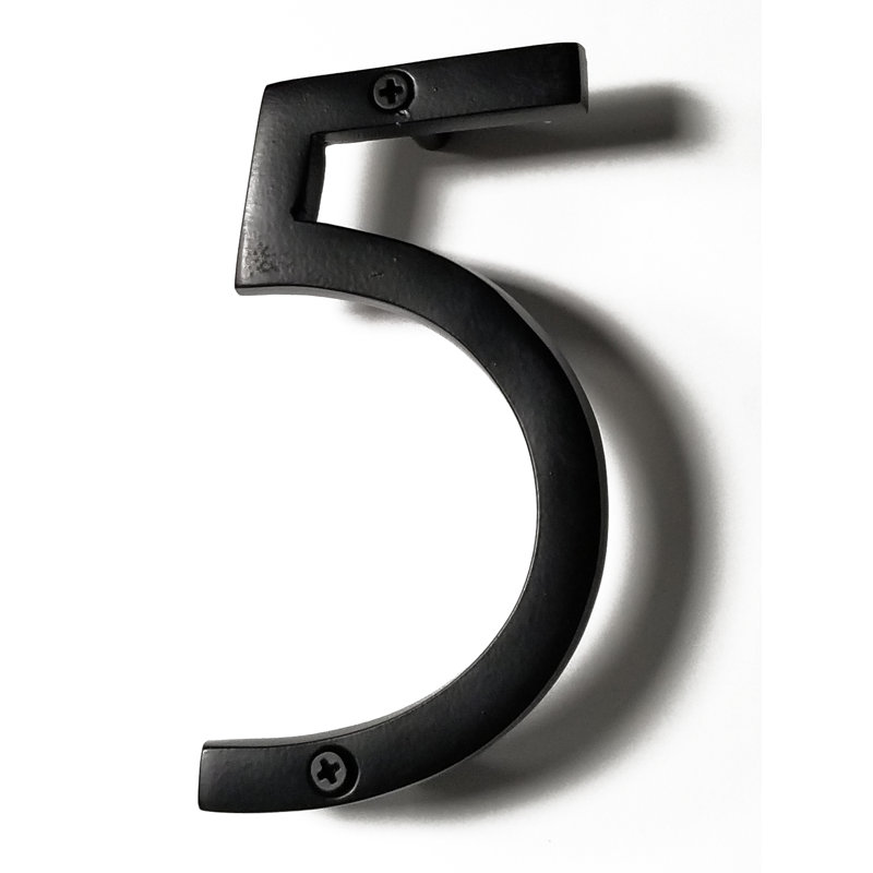 Numéro de maison en métal flottant, 5, 5", Noir
