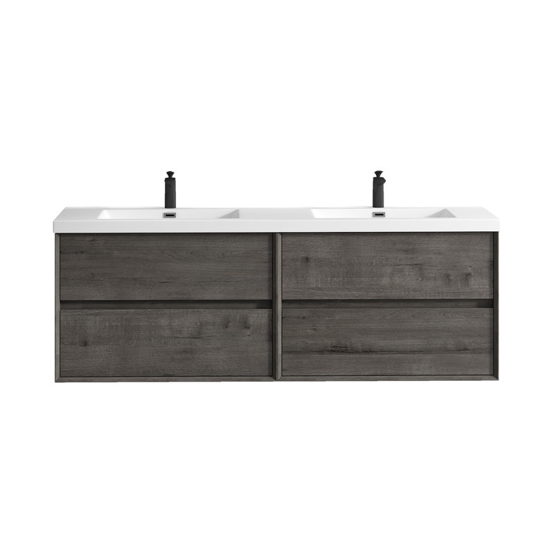 Ensemble de meuble-lavabo double 72 po Stoltenberg, Chêne fumé