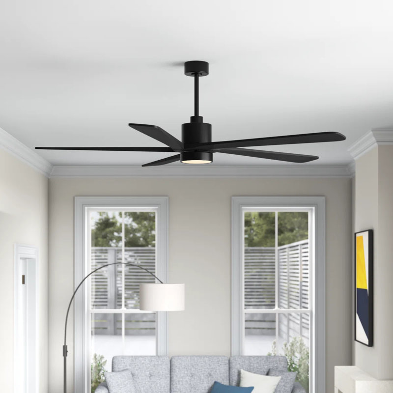 Athanafis Ceiling Fan with LED Lights, Black, 54", Black