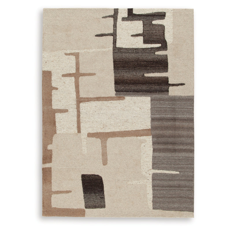 Handmade Tufted Black Abstract Wool 5' x 7' Rug