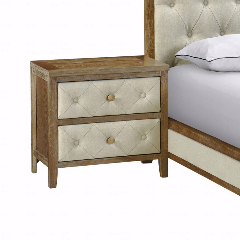 Bedroom Nightstand 1Pc Designed Drawers Fronts Modern, Brown