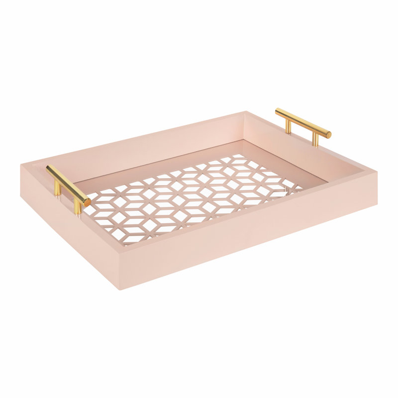 Magalia Narrow Rectangle Serving Tray, Pink, 16.5" W x 12.25" D