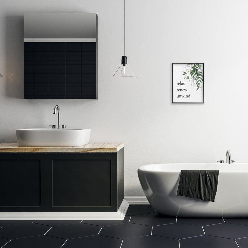 «Relax Renew Relax» avec giclée encadrée de feuillage, design par lettré et doublé, H 14 po x l 11 po