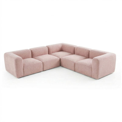 Modern Pink L-Shaped Sectional Sofa Set , Modular Contemporary Design