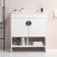 Meuble-lavabo de salle de bain avec lavabo en céramique blanche et 2 portes avec poignées en métal-1226324798