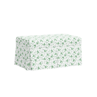Banc de rangement en tissu rouge à motifs fabriqué par Fabric & Company Norwalk