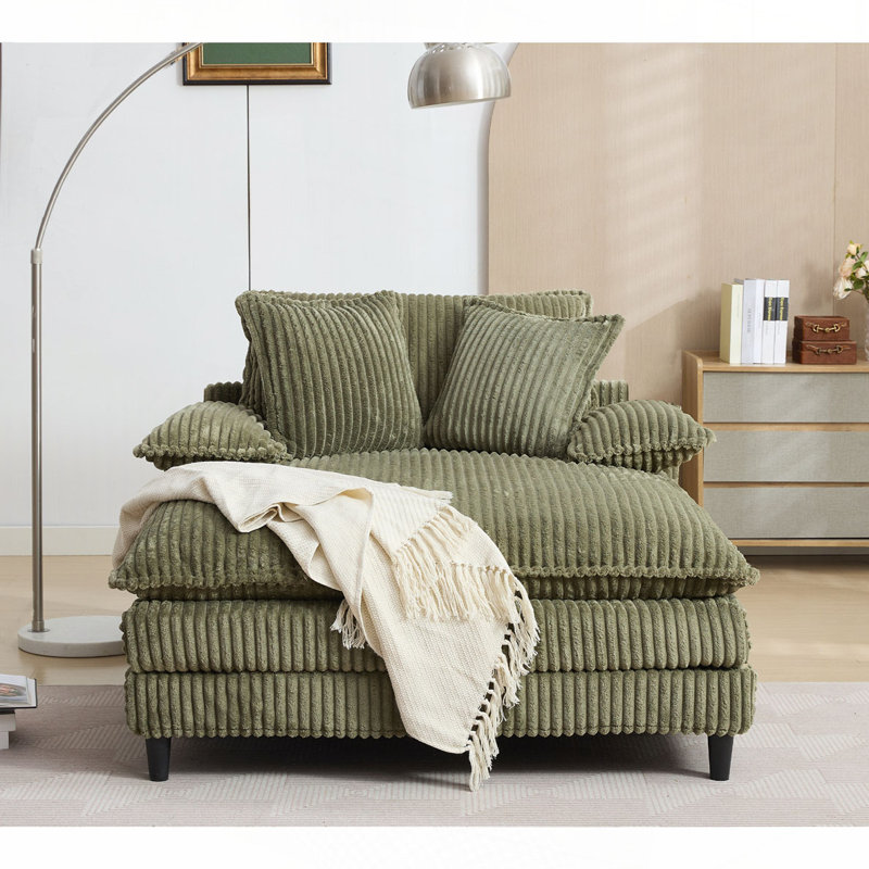 Méridienne rembourrée Corduroy, Vert