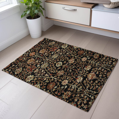 Premium Machine Washable Dahl AMF1085 Floral Rug